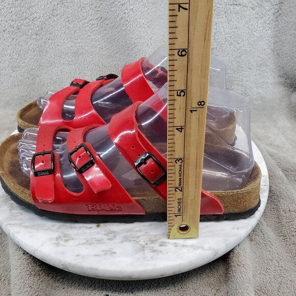 Birkenstock Shoes Womens EU 37 US 6-6.5 Red Leather Birkis Florida Sandals *Read - Picture 2 of 12